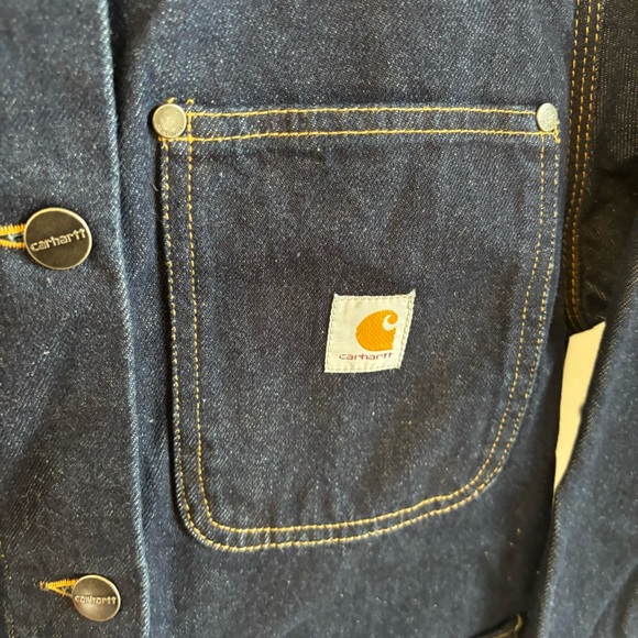 Carhartt Women’s Relaxed Fit Denim Chore Coat NWT Rugged Flex Dark Wash (S 4–6) - Picture 5 of 11